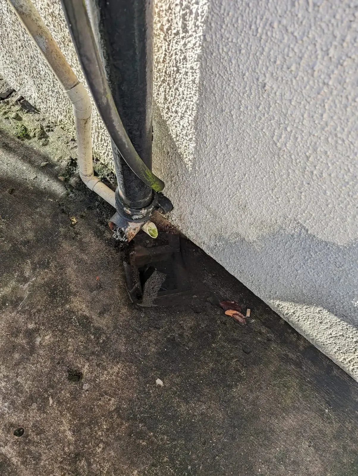Outdoor drain gully with pipes